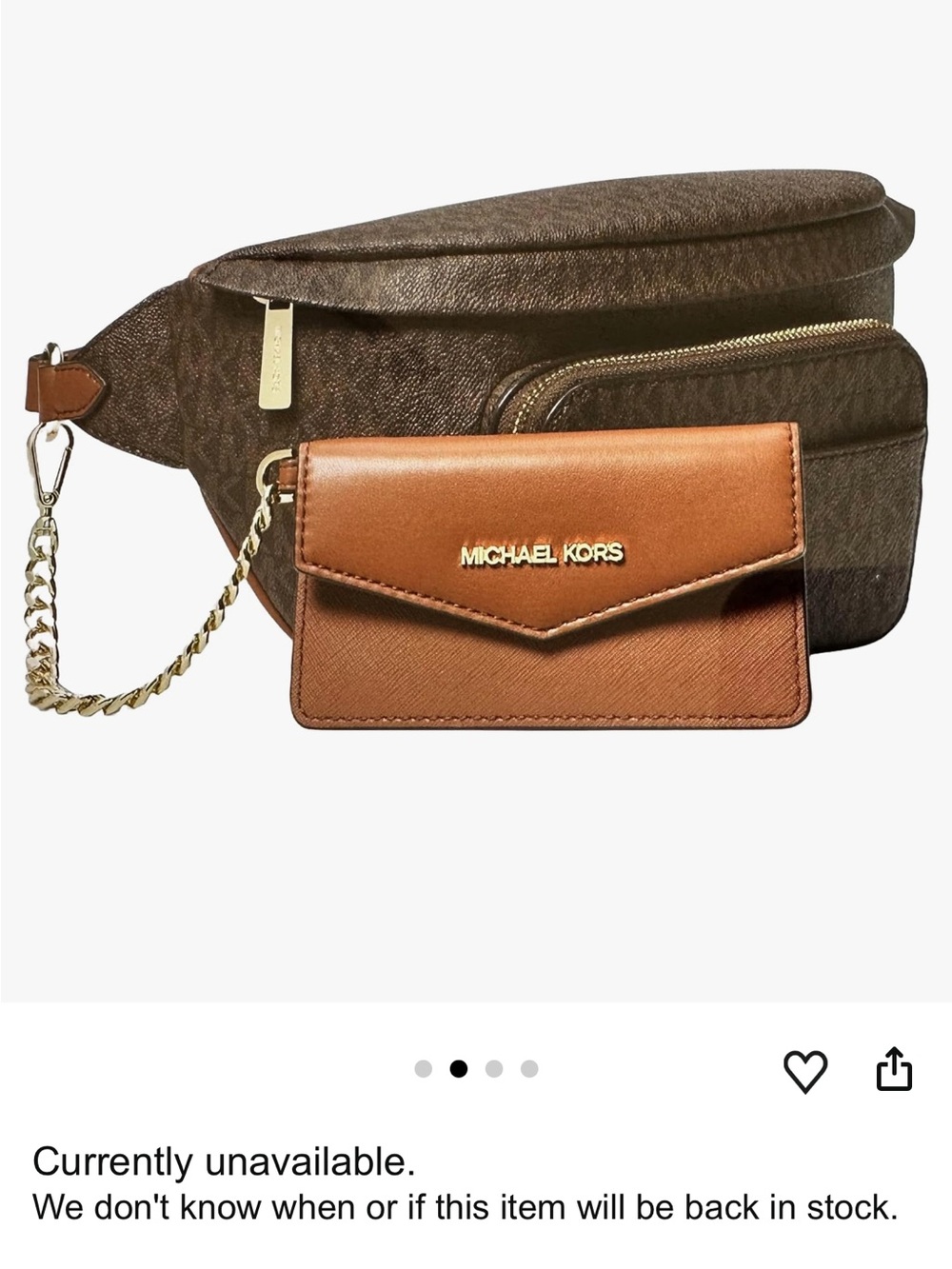 Michael Kors Brown Monogram Crossbody Belt Bag with Gold Hardware - Picture 3 of 12